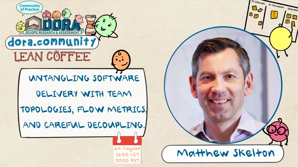 This week @ DORA.community, <a href="/matthewpskelton/">Matthew Skelton #BLM 💙🌻</a> will join us for a discussion about untangling software delivery with <a href="/TeamTopologies/">Team Topologies</a>.

Join the Google Group for info on how to join the discussion on Thursday at 14:00 UTC.

#DORA #DevOps #DORAcommunity #teamtopologies