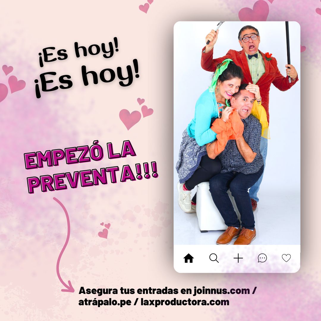 🎟️ ¡Preventa del espectáculo ya disponible! 🌟 No te pierdas esta experiencia de risas y diversión.
🎭 Tito Vega, Paco Varela y Caroll Chiara te esperan. ¡Asegura tus entradas!
🎉 Detalles y entradas en joinnus.com o atrapalo.pe.
#PreventaEspectáculo