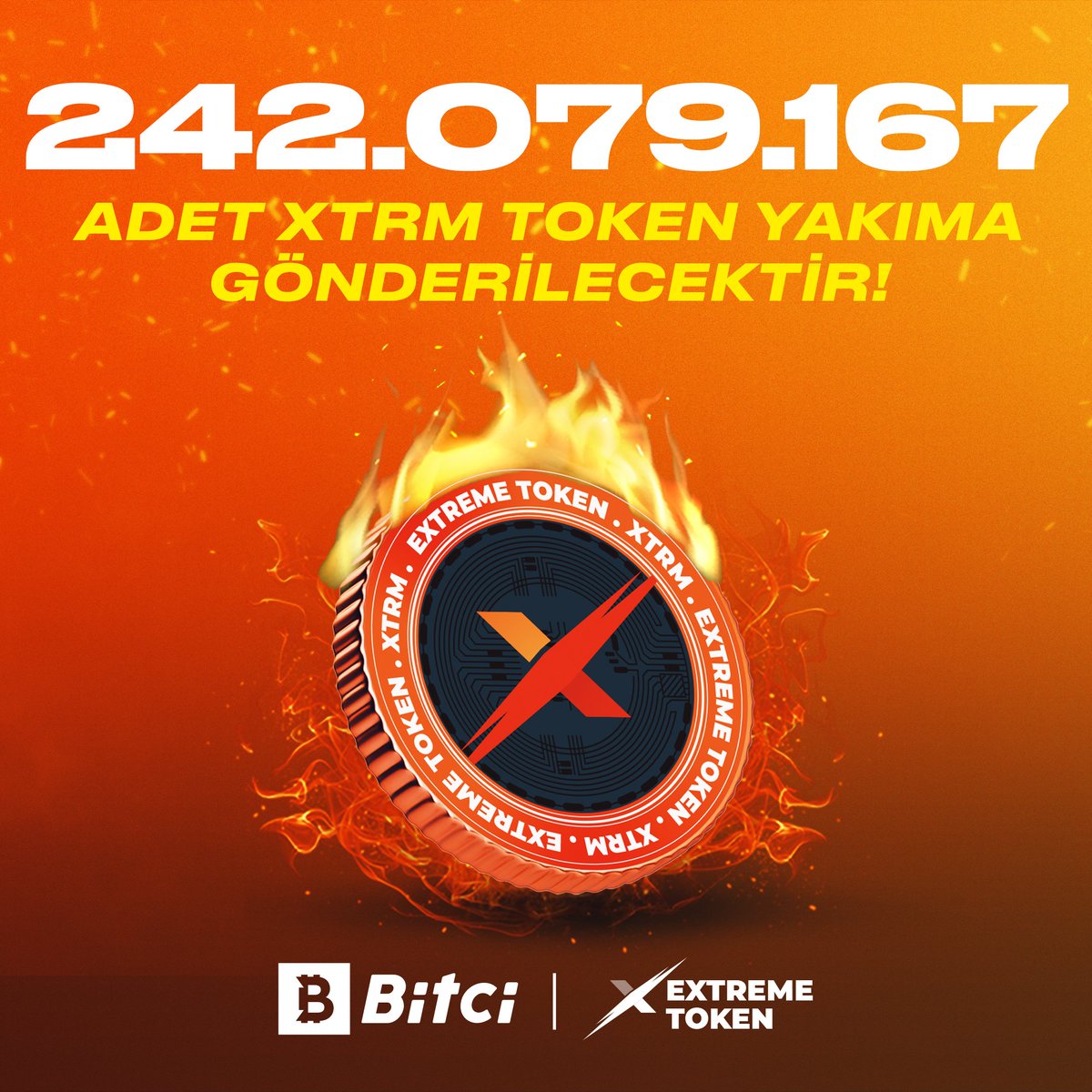 XTRM Token arzından geriye kalan 242.079.167 adet $XTRM Token yakıma gönderilecektir! 🔥🚨

#Bitci #XTRM