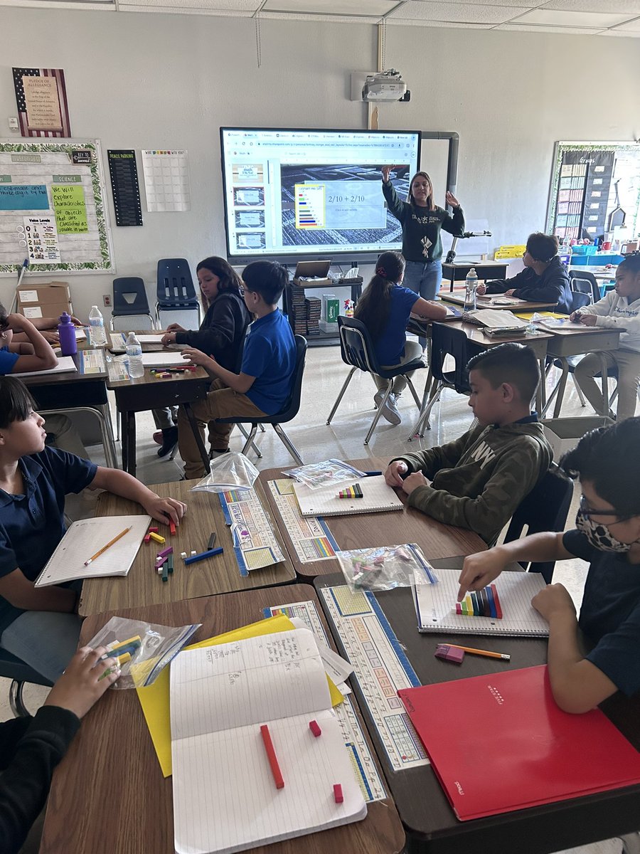 EISDMath's tweet photo. Shout out to Ms. Risinger 5th grade @HBGElementary for being brave and implementing cuisenaire rods during her number sense routine! #nixthetricks #mathRBIS @MonikaRobinson_ @CanalesItzamara https://t.co/ynqxY4ygJN