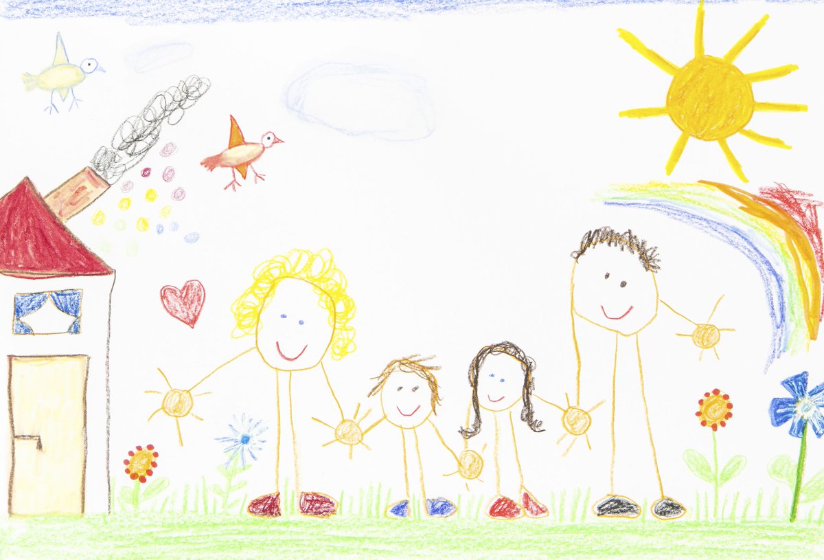 Kijk, zegt Tom. Ik heb dit kunstwerk in elkaar gelijmd van ons nieuwe gezinnetje .. 
Alleen Olof staat er niet op, die zit in het pomphuis #benbvolliefde