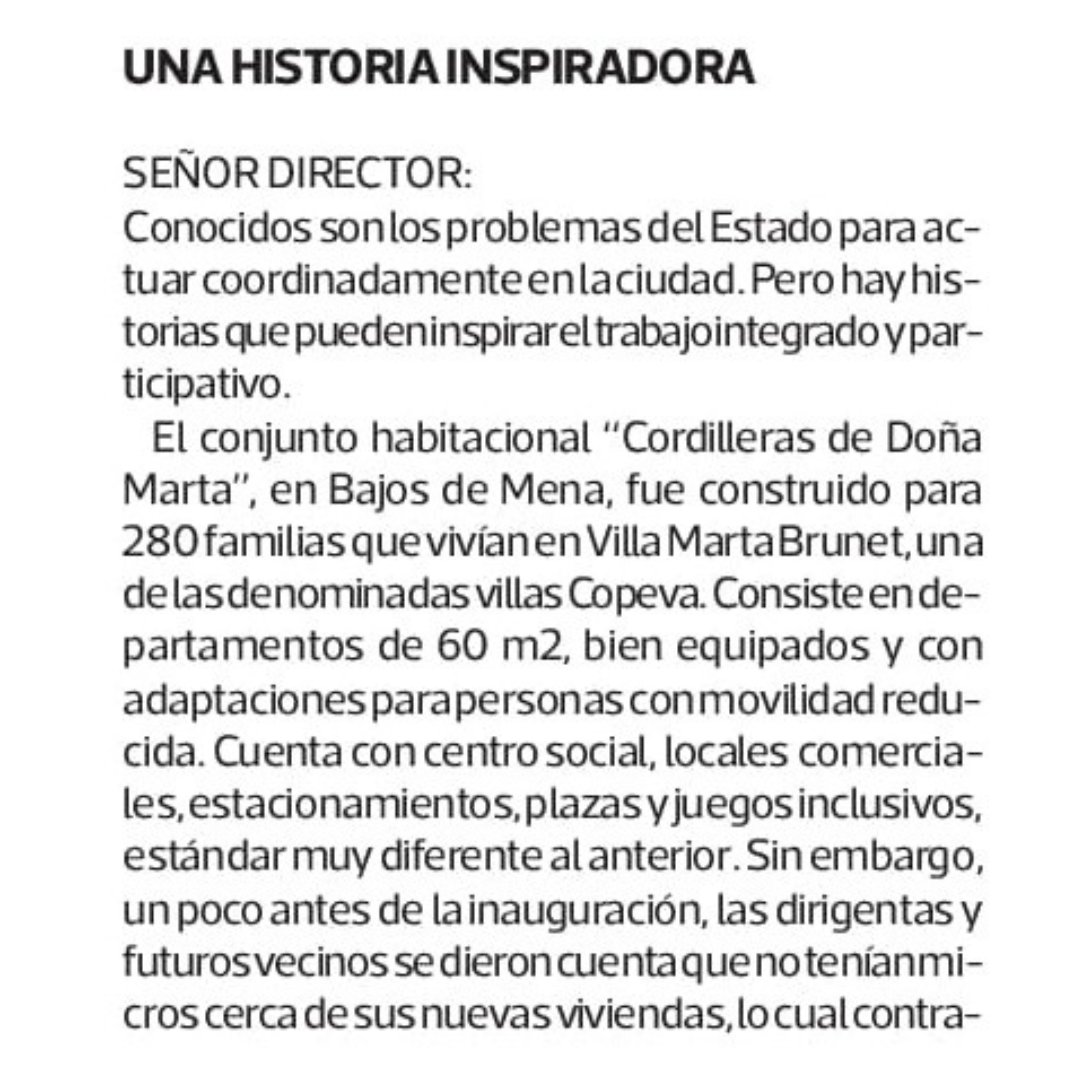 lfuentesarce's tweet image. Hoy salió carta en @latercera junto a Claudia Hernández, Presidenta JJVV #MartaBrunet @Claudia67462842 . Vecinos no solo quieren casas sino acceso a la ciudad. Agradecemos a @DTPMet y en especial a @PaolaTapiaSalas por voluntad para mejorar movilidad d vecinos d #BajosdeMena