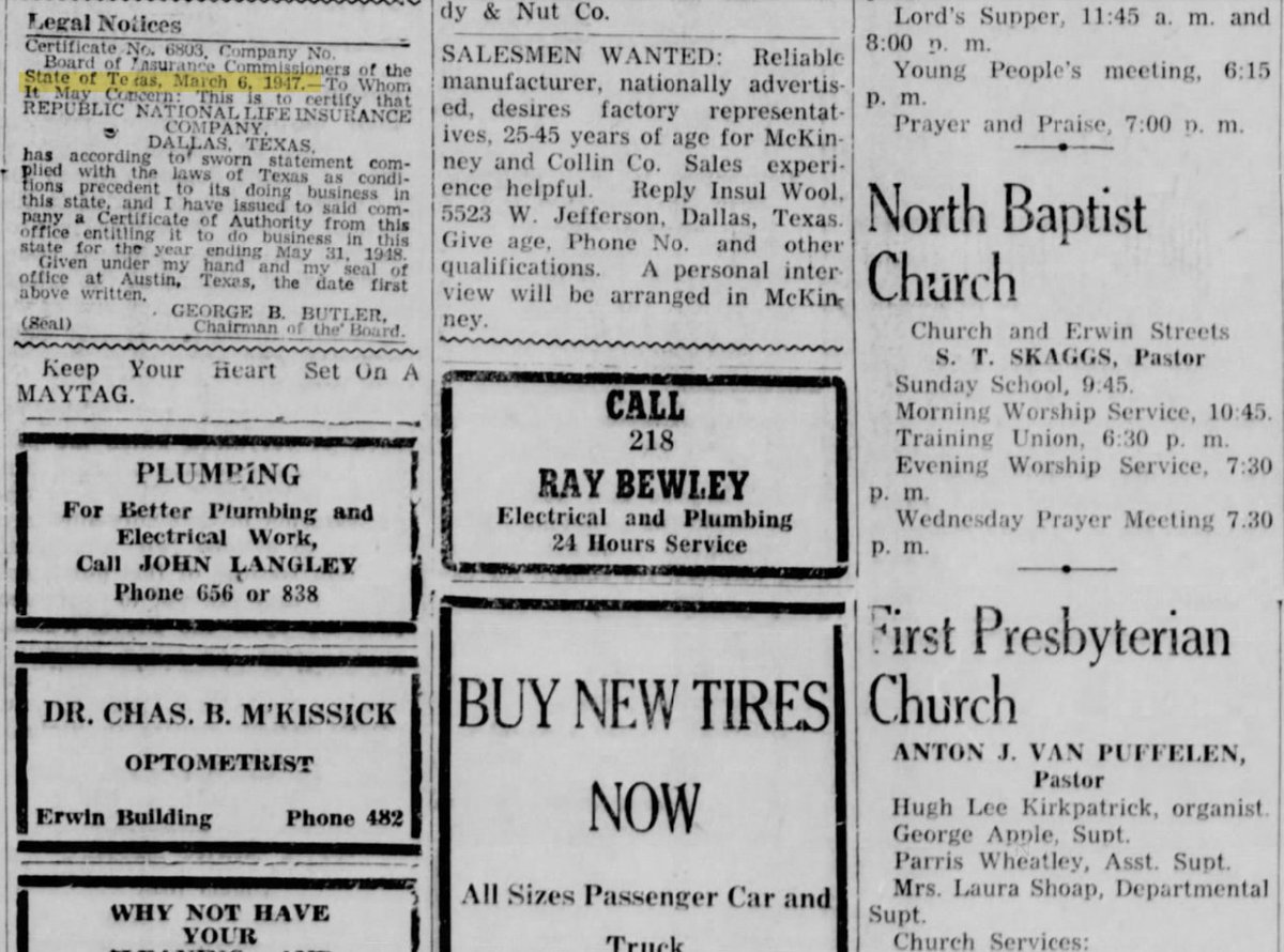 When @bewleyplumbing declares they have been in business since 1947, they are NOT exaggerating. Bewley Plumbing is no overnight success. It's taken 76 long, hard years to become the most trusted name in #plumbing in #McKinney, Texas. This is their first ad on Saturday, March 22,…