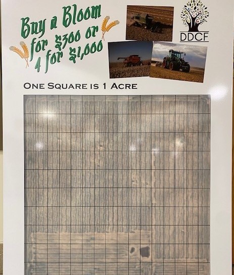 Show your support of our Crop Project and Buy a Bloom! Selling all the squares would increase our granting by almost $2,500 in the first year alone! In 5 years it would have put over $10,000 back into the community. Buy a bloom today!  Call 638-4598 for details.