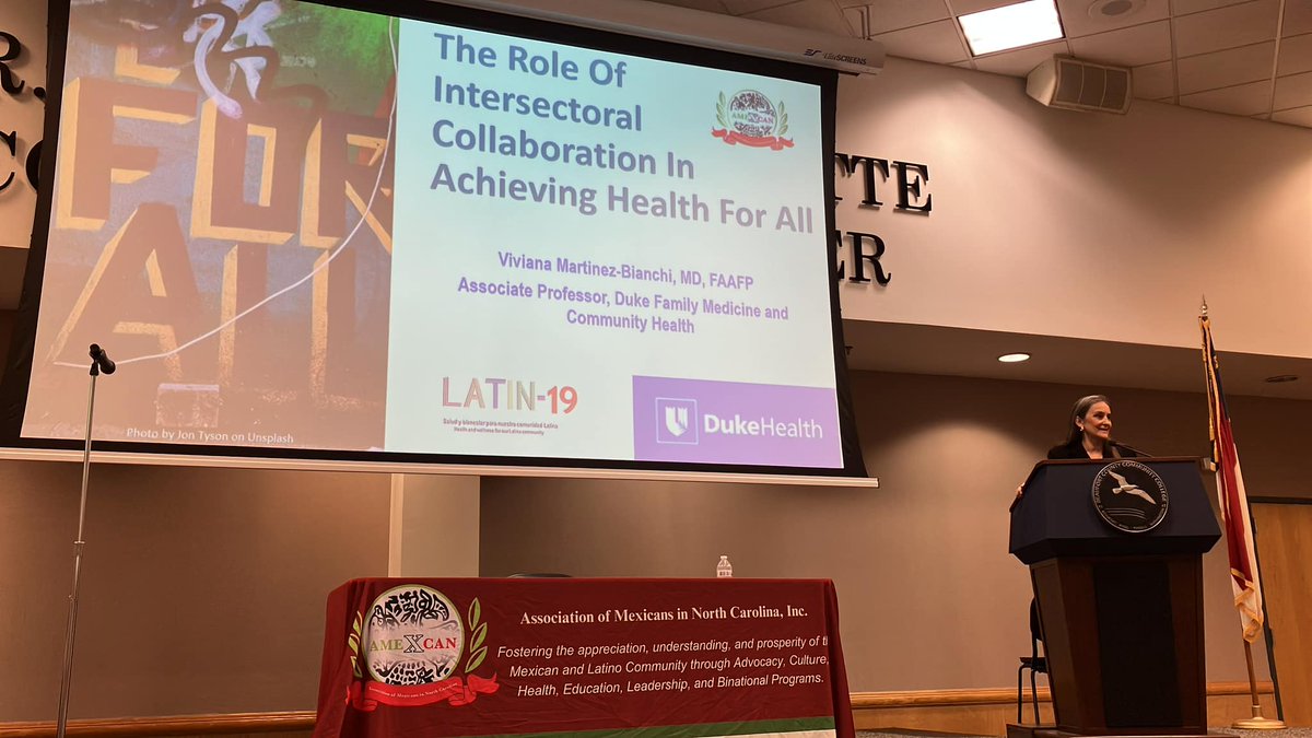 Last week, Dr. Viviana Martinez-Bianchi and Sharon Muñoz attended the NC Latino Agenda: Eastern Carolina Rural Health Equity Summit hosted by Association of Mexicans in North Carolina (AMEXCAN). Dr. Martinez-Bianchi was the keynote speaker. Thanks to Sharon for the pictures!