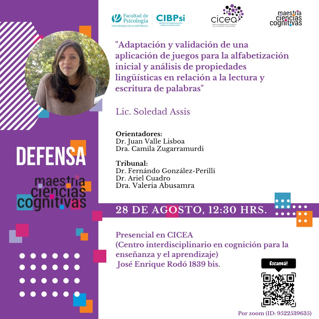 Es con gran alegría que difundo la próxima defensa de la tesis de Soledad Assis, el próximo lunes en CICEA. Con tribunal de lujo. Grande <a href="/AssisSoledad/">María Soledad Assis</a>