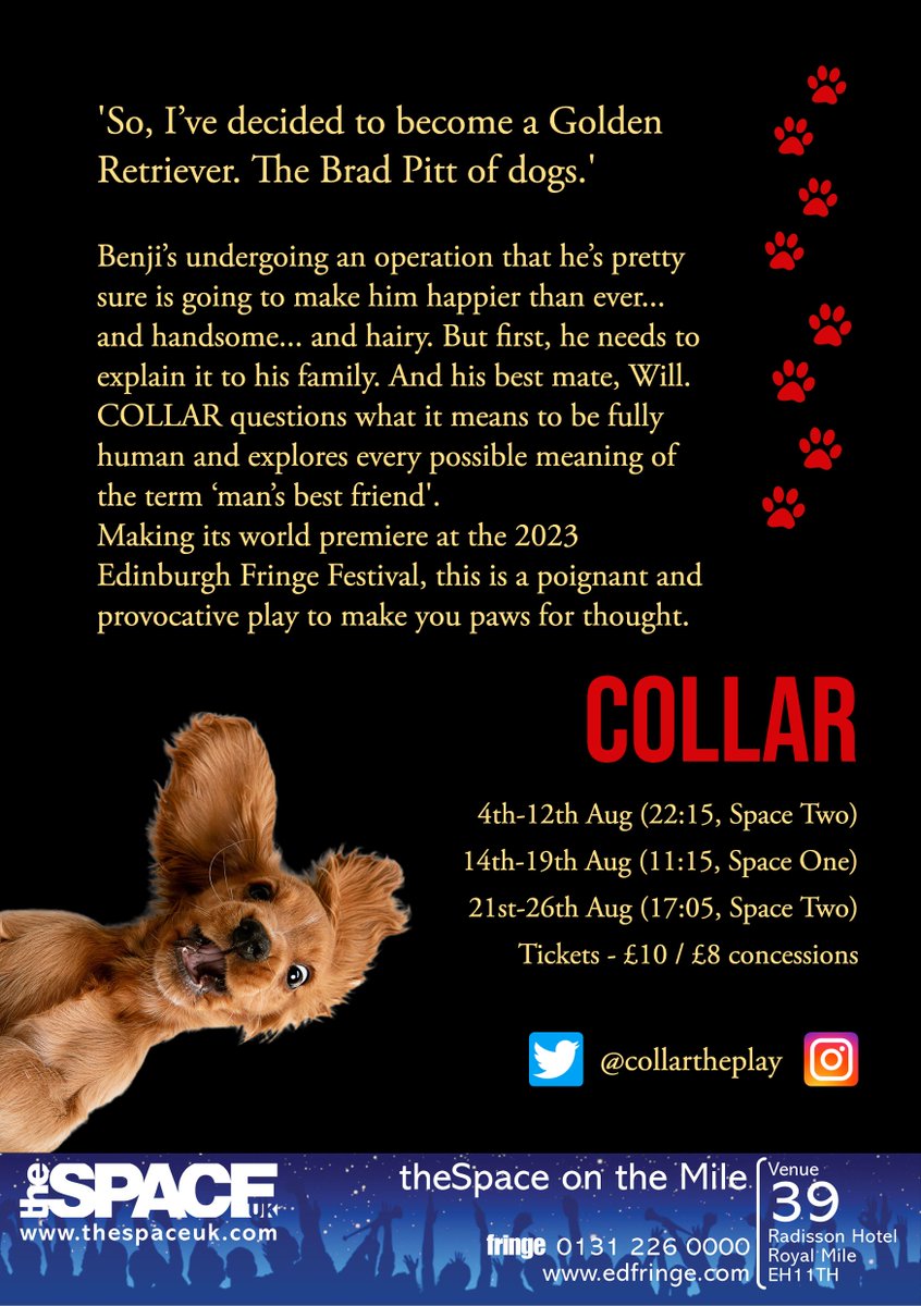 COLLARtheplay's tweet photo. @FergusMorgan @TheStage Hi Fergus - it would mean the world to have you come and review 'COLLAR' at TheSpace on the Mile at 17:05 on 23rd, 24th, 25th or 26th! Can't say we're Scottish but we are Celtic (Welsh) :) https://t.co/r241Ovao25