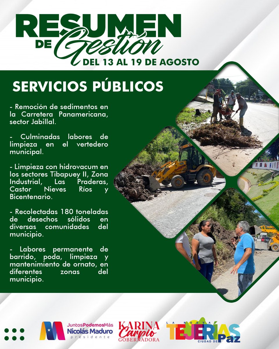 AlcaldiaSantosM's tweet photo. #ResumenSemanal Seguimos mostrando los logros de la gestión del Alcalde @regulolacruz que se ven reflejados en la calidad de vida de las familias de #LaNuevaTejerías 

@NicolasMaduro @Soykarinacarpio

#ConversaítoConMaduro https://t.co/asxwsSvrow
