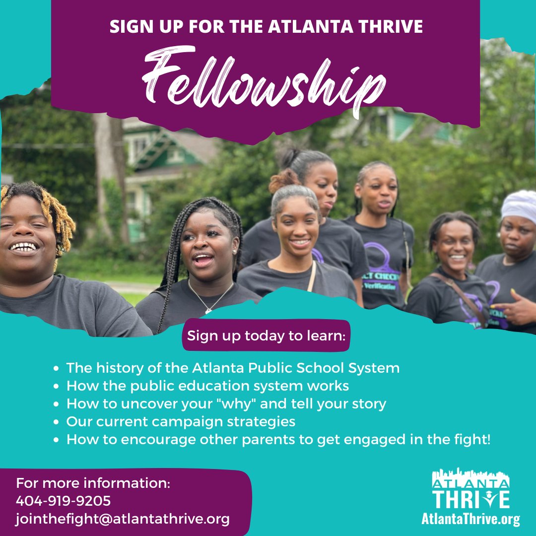 The next Atlanta Thrive Fellowship session begins on September 24th! 
Fellows earn a $200 stipend for participating! Sign up today by sending an email to jointhefight[at]atlantathrive[dot]org!