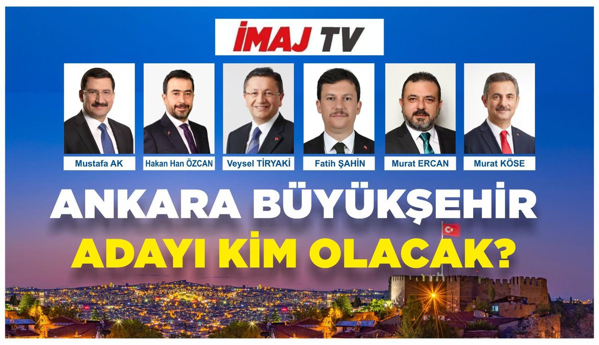 Yerel bi haber sitesi AK Parti’den Ankara Büyükşehir Belediye Başkanlığı için adı geçen bazı isimleri açıklamış. -Mustafa Ak -Hakan Han Özcan -Veysel Tiryaki -Fatih Şahin -Murat Ercan -Murat Köse