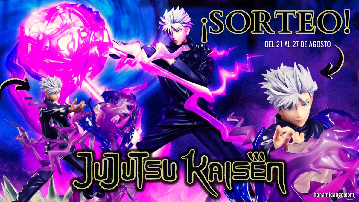 🎁 ¡#SORTEO JUJUTSU KAISEN! 🎁

Consigue en 3 sencillos pasos esta increíble figura de GOJO valorada entre 80€ y 100€. Para participar 👇🏻

1⃣ Sigue a <a href="/HanamiDangos/">🍡 Hanami Dango</a>.
2⃣ RT a este tweet.
3⃣ Menciona dos amig@s en este post y comenta #JujutsuKaisenSorteo.

¡Vacío Púrpura!  💜🍀