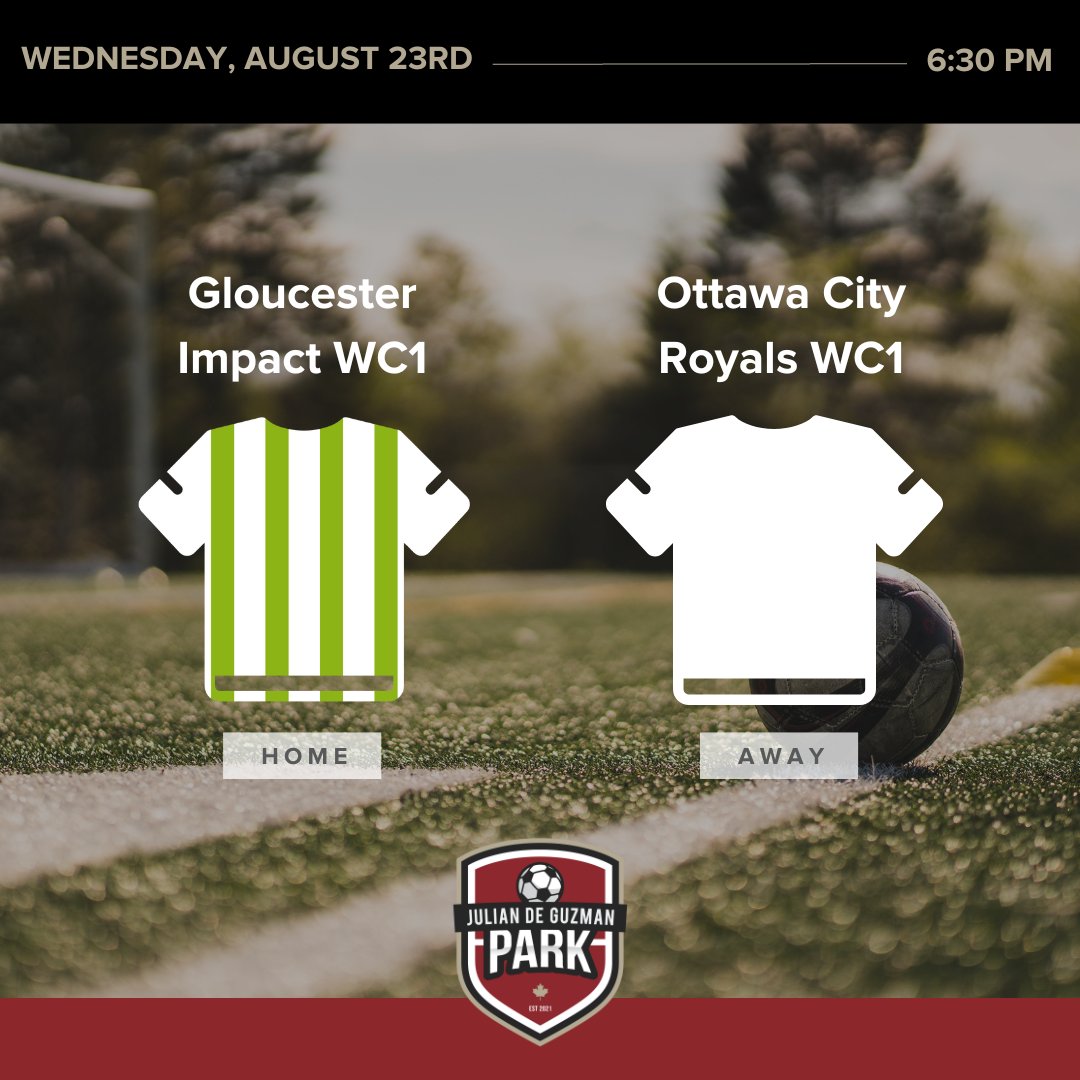 We have a full line-up of matches this week at JDG Park, including the Ottawa Cup Final tonight at 8:45pm and the Ontario Cup Semi Final Sunday at 1:00pm! 🏆

#JDGPark #OttawaSoccer #OntarioSoccer #Soccer
