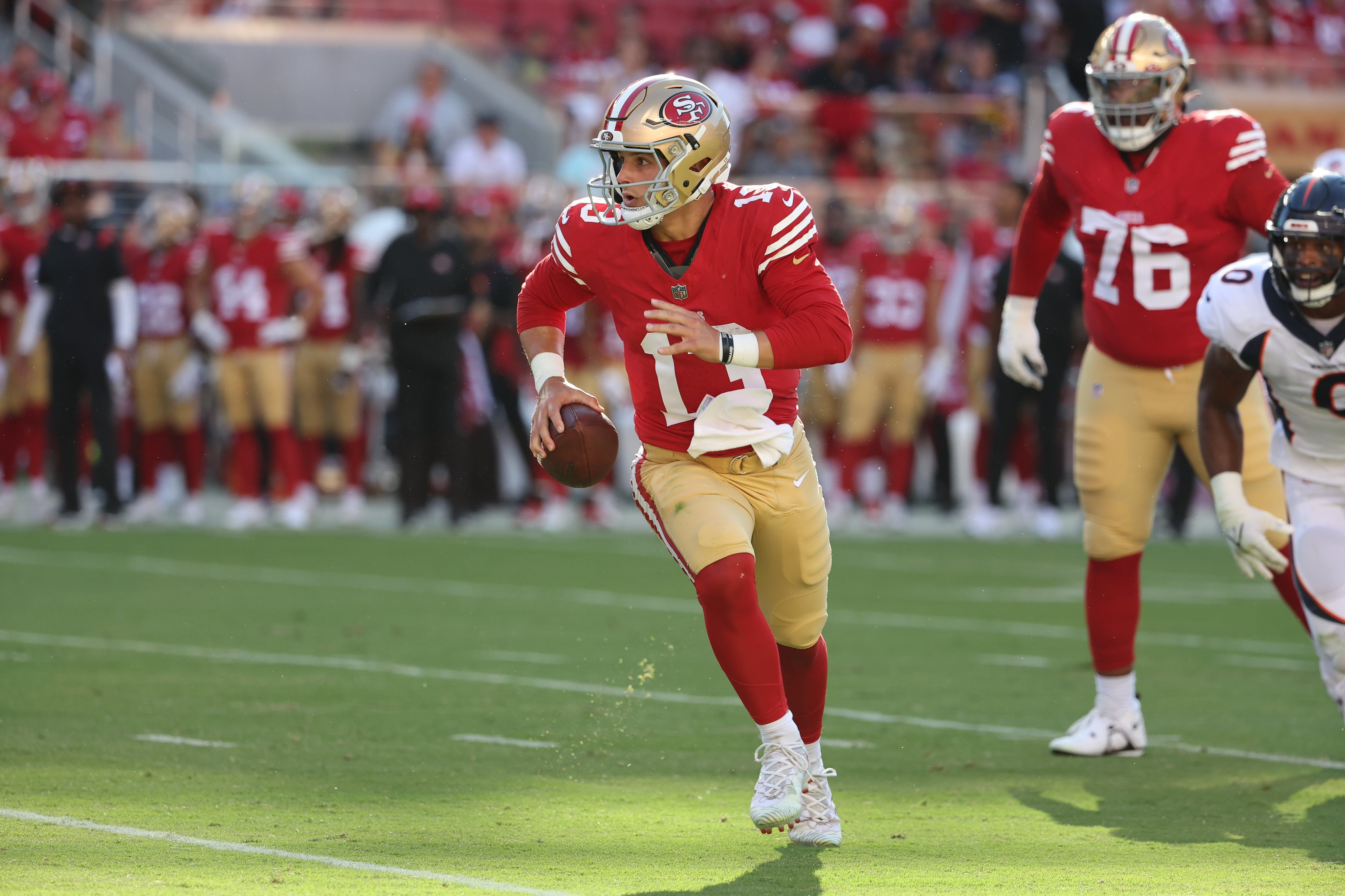 San Francisco 49ers on X: 'Brock Purdy returned to action making his  preseason debut in Week 2 vs the Broncos. Watch the highlights. Next up,  #LACvsSF 
