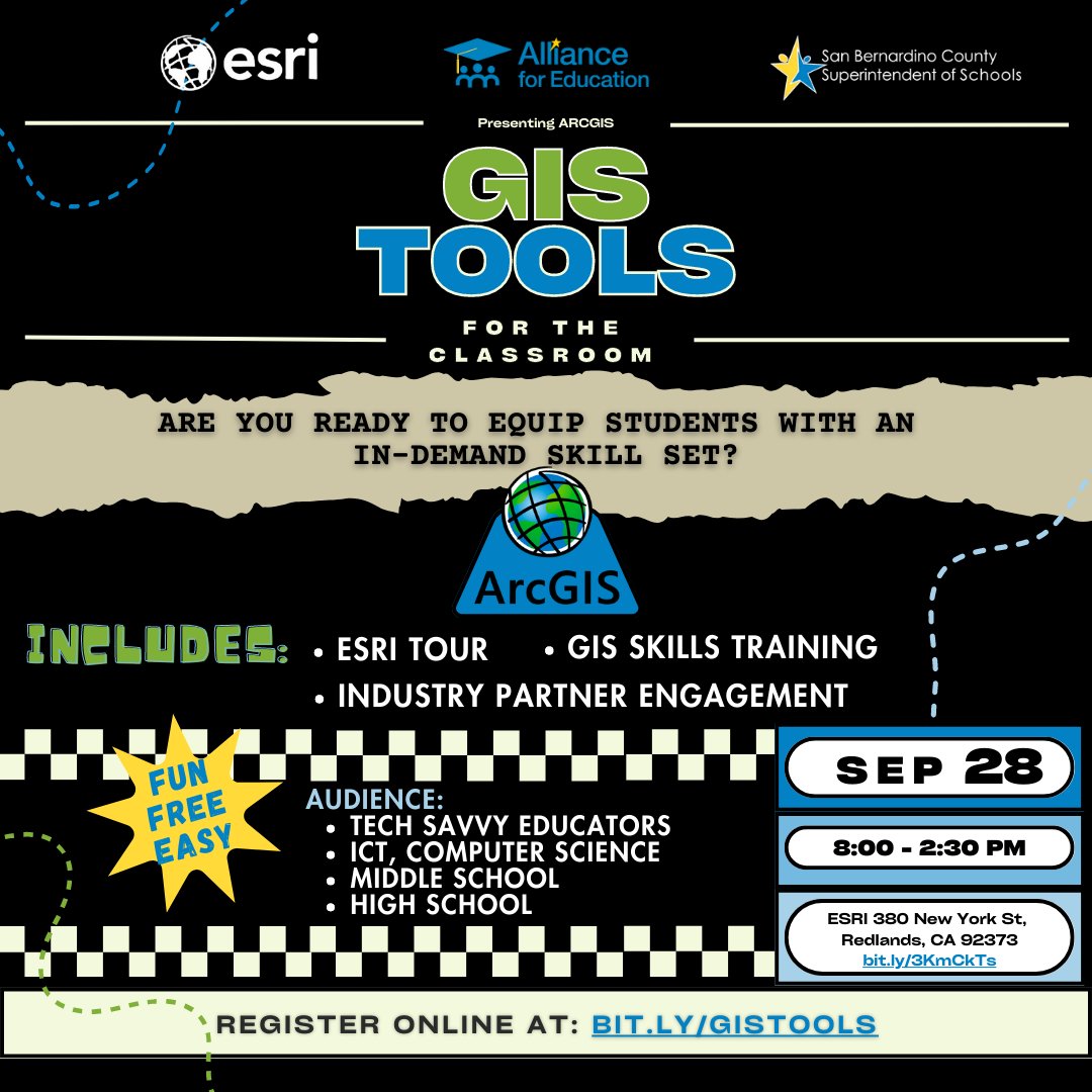 Don't miss out! 2 FREE trainings available: GIS Tools and Story Maps! Limited Space! Register today!
🔗 bit.ly/GISTOOLS
🔗 bit.ly/GISSTORYMAPS
<a href="/ArcGISOnline/">ArcGIS Online</a> <a href="/GISEd/">Esri GIS Education</a> <a href="/SBCountySchools/">San Bernardino County Superintendent of Schools</a> <a href="/SBCSS_C_I_A_E/">SBCSS Curriculum/Instruction, Academic Enrichment</a> <a href="/SBCSS_EdTech/">SBCSS Digital Learning/Computer Science Education</a> <a href="/SBCo_ROP/">SBC Regional Occupational Program</a>