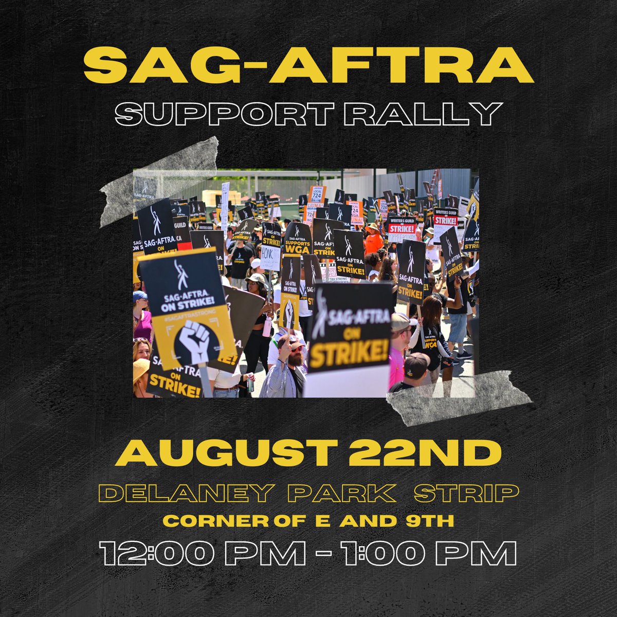 AKAFLCIO's tweet photo. ACTION ALERT 🚨

All hands on deck! Tomorrow, we are hosting a solidarity rally in support of our union siblings at @sagaftra! Their fight is our fight. We must push back against the onslaught of corporate greedflation and fight for all workers! 

SHOW UP AND GET LOUD 📣 https://t.co/L68Jg8FlJS