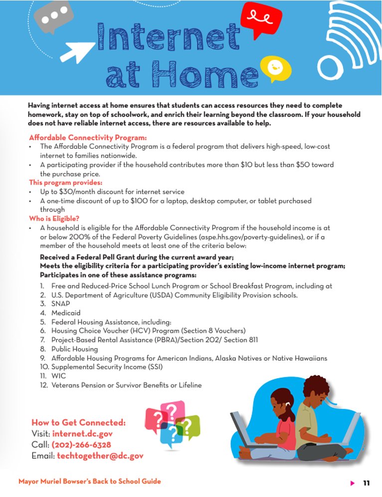 As we prepare for back to school, check out page 11 of this year's Back to School Guide to learn more about how to sign up for home internet through ACP. 🛜💻📚 #InternetForAll