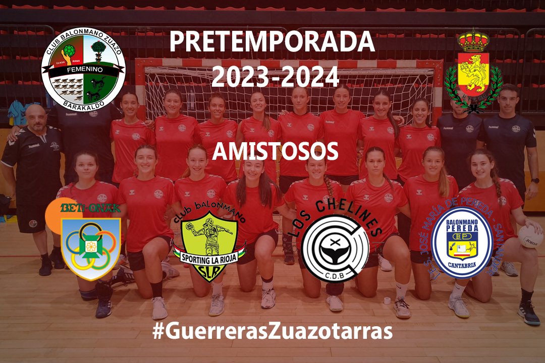 🔊 PRETEMPORADA 2023-24
🤾‍♀️ Durante agosto y septiembre nuestras #GuerrerasZuazotarras disputarán 7 partidos amistosos contra <a href="/Beti_guerreras/">Replasa Beti-Onak</a> @SportingLR <a href="/BChelines/">Balonmano Los Chelines</a> y <a href="/bmpereda/">Uneatlantico Pereda</a> de cara al inicio de #DHOroFem 💪💪

📆 23/08 ⏰️ 19:30h
📌 Lasesarre
🆚️ <a href="/Beti_guerreras/">Replasa Beti-Onak</a>

#ZuazoGara