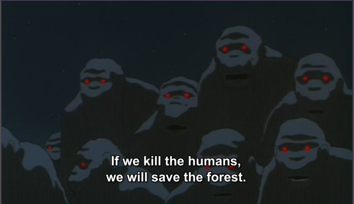 Seinn á vagninn, en... Viðeigandi screencap. Skuggaaparnir í Princess Mononoke do make a point.