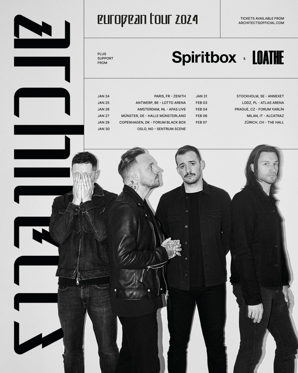 Europe. Alongside @Architectsuk and @spiritboxband. Tickets on sale Thursday, August 24th at 10am CEST.