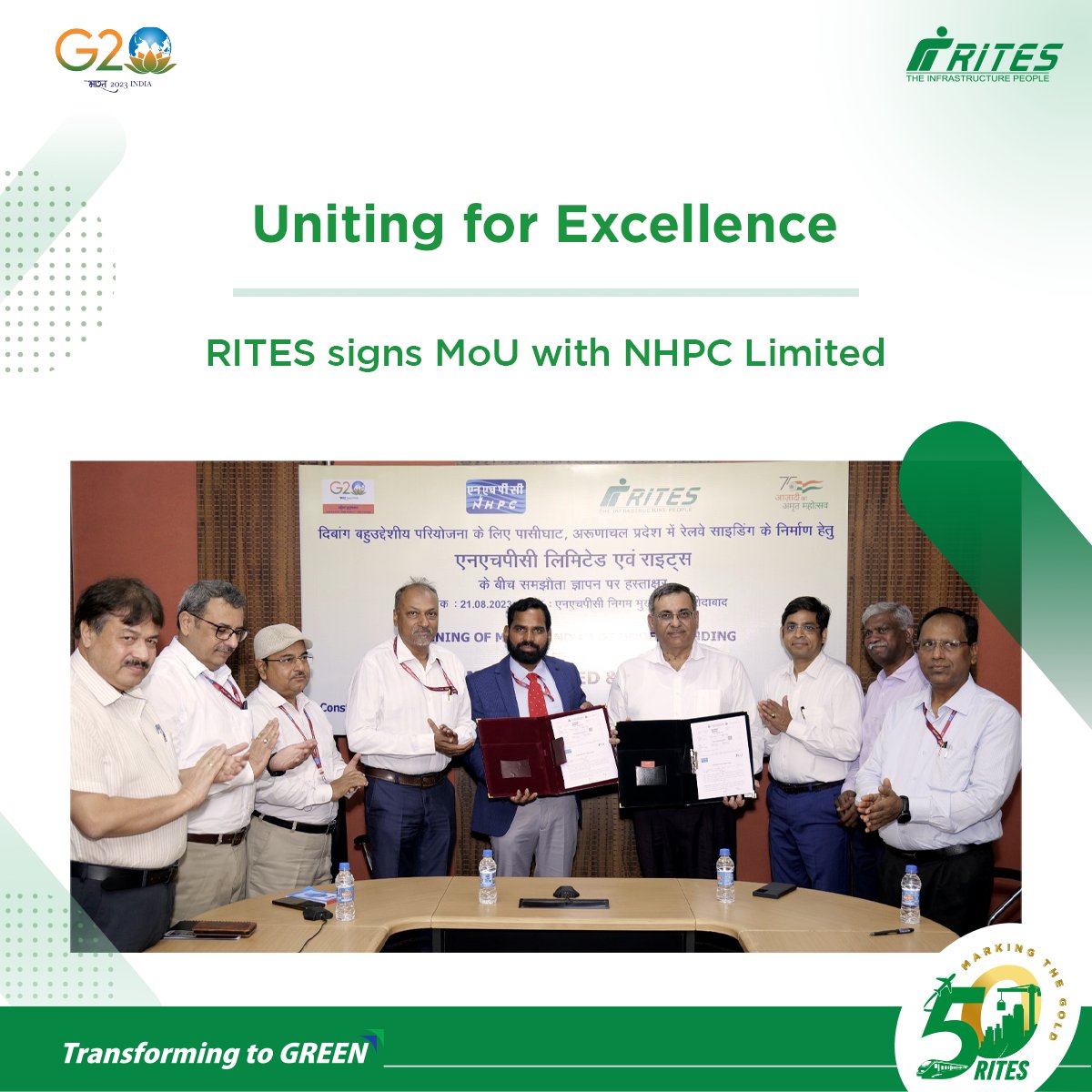 RITESLIMITED's tweet photo. A pact of progress!
#RITES & @nhpcltd sign MoU to offer Project Management Consultancy for constructing a #railway siding at #Pasighat for the #Dibang Multipurpose Project in #ArunachalPradesh.
As a #consultant, weβre committed to driving efficient solutions for #infra4future. https://t.co/lV46FjF3DG