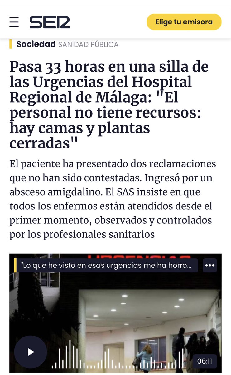 mangelesprieto's tweet photo. 🆘Caos, recortes, falta d atención, esperas, pacientes en los pasillos, camas cerradas, profesionales agotados, denuncias, ambulancias q se averían, pueblos sin médicos ni pediatras, puntos d urgencias cerrados… dolor, sufrimiento 
La #sanidadpublica d Moreno Bonilla: modelo PP https://t.co/Y6pmCIKchb