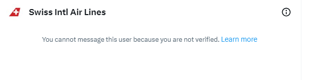 f_maisonnave's tweet photo. @FlySWISS Sadly I can't seem to message you, I'm already following you but this is what I get when I try to dm you as I'm not a verified user. https://t.co/bbsTA8XR5G