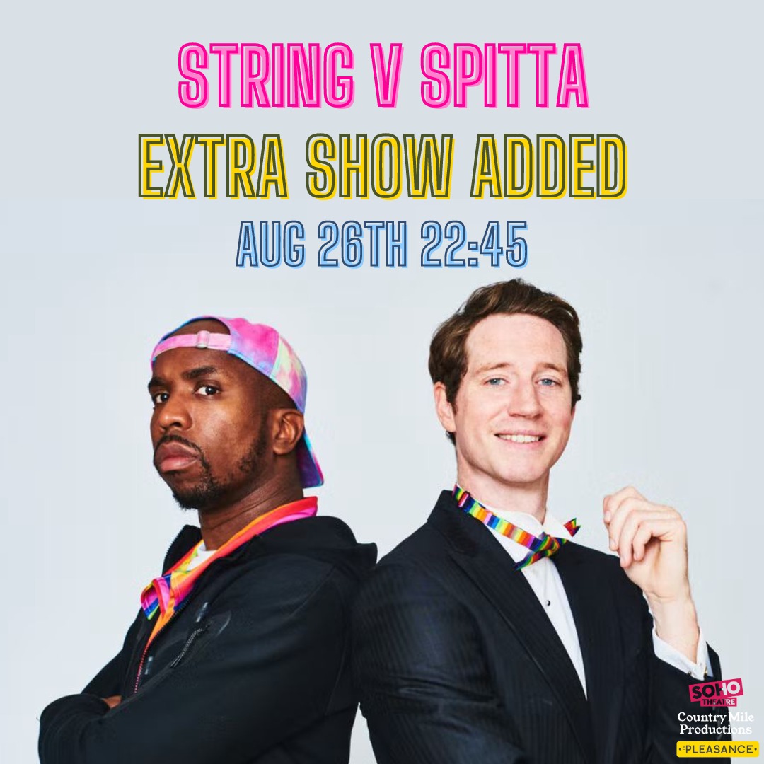 🎉🥳 One more party can't hurt... 🎉🥳

We've added an extra STRING V SPITTA show for Saturday night, 22:45!

Grab yourself a ticket now: the whole run is nearly sold out so get on it fast 👇

pleasance.co.uk/event/string-v…