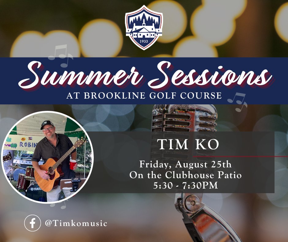 BrooklineGolf's tweet photo. Join us for an evening of Live Music with Tim Ko on 8/25! 

Get ready to groove to summertime tunes while enjoying delicious food and drinks at Hemlock Grill. https://t.co/Sueg0HA60w