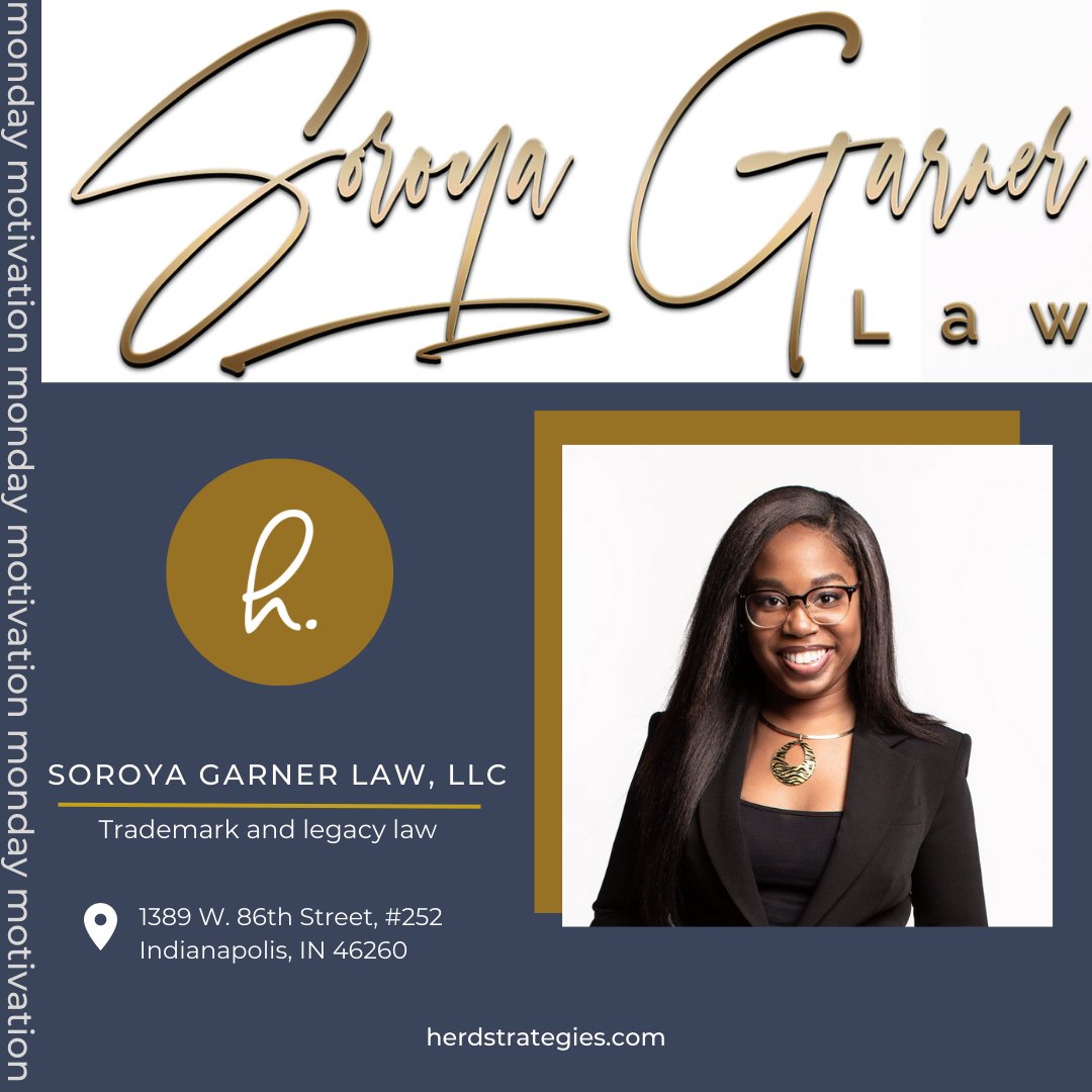 #HaveYouHerd: Attorney Soroya Garner is a trademark and legacy lawyer in Indy and the founder of Soroya Garner Law, LLC. Her practice focuses on helping entrepreneurs protect their business, brand, and legacy. Click here to learn more: sgarnerlaw.com
#BlackBusinessMonth
