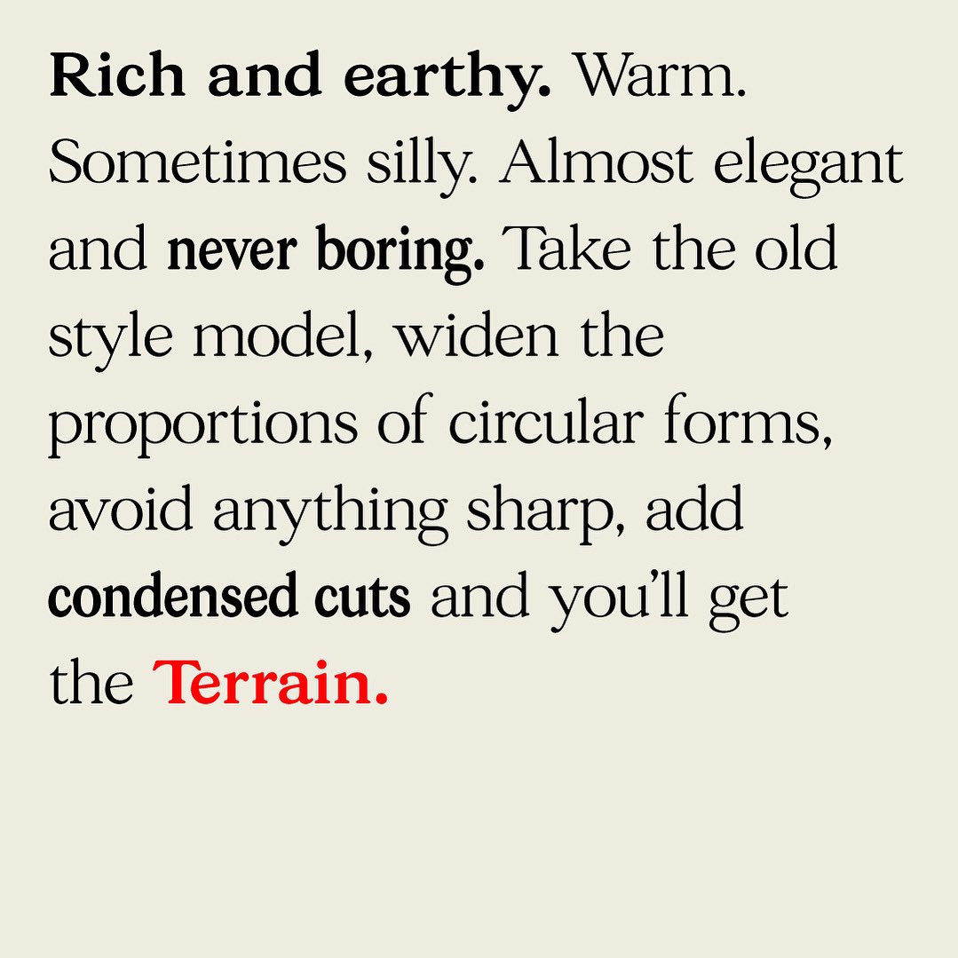 Terrain type family offers 10 styles including razor thins⛸️ and chunky condensed cuts 🥊