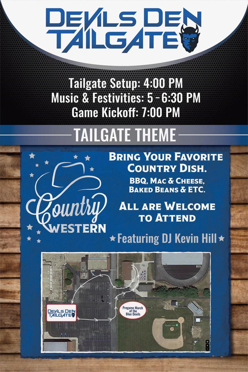 AlliPowell4's tweet photo. This Friday we will be having a tailgate before the football game! Come out and enjoy food, music and games! https://t.co/Xr3CgHS39i