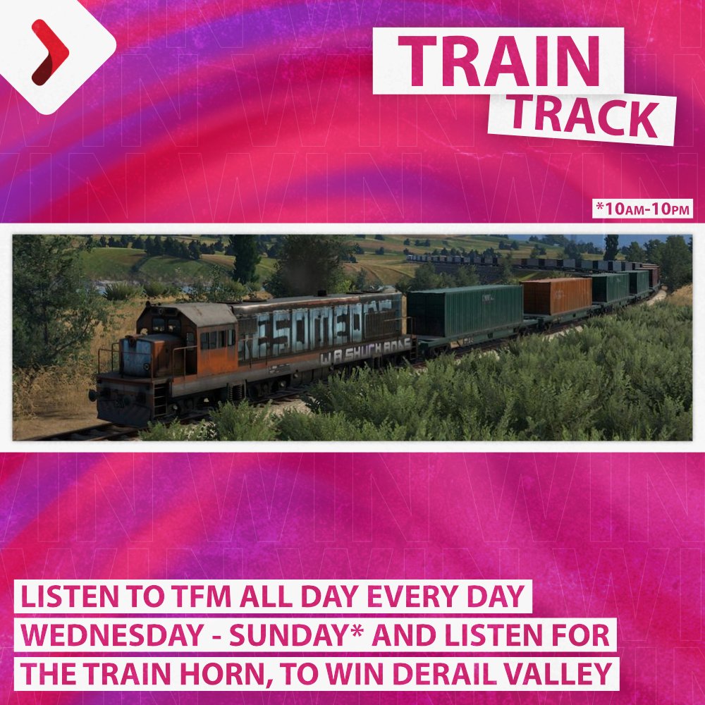 Our friends over at <a href="/DerailValley/">Derail Valley</a> have given us some codes to giveaway to celebrate the release of Derail Valley: Simulator!
We're giving 5 codes away, between 10am and 10pm UK time from Wednesday-Sunday. Listen to truckers.fm this week to find out how to enter.