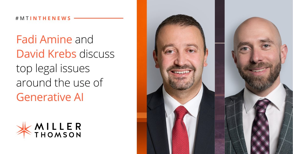 What should lawyers know about the use of #AI? Fadi Amine and David Krebs speak to Lexpert TV on the top legal issues: ow.ly/kBNY50PAChF

#MTInTheNews #MTAI