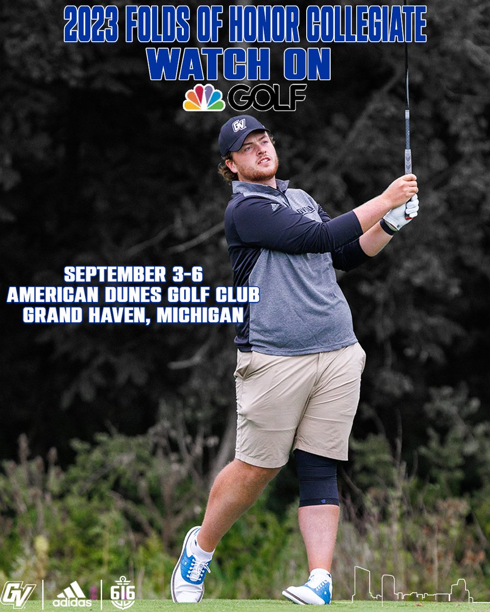 Catch us on the 📺!

The Folds of Honor Collegiate will air on the <a href="/GolfChannel/">Golf Channel</a> over September 3-6. GVSU is the lone DII team in the 18-team tournament. 🇺🇸

#AnchorUp