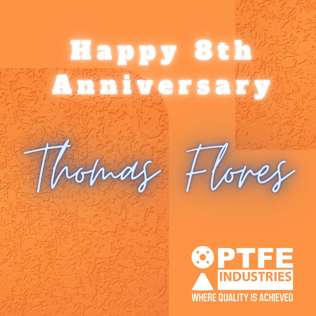 PTFEIndustries's tweet photo. We are grateful for our wonderful employees! Happy 8th Anniversary Thomas. https://t.co/GwQN8V92Ju