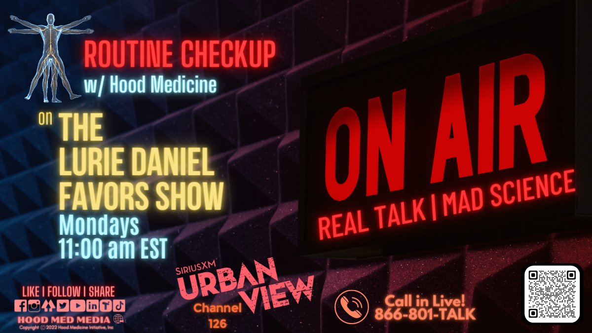 hood_medicine's tweet photo. Join us now for a fall COVID update on today's #RoutineCheckup.
📻The @LurieFavors Show on @SXMUrbanView Channel 126
📞866-801-TALK
@SiriusXM
#LDFShow🎙️
#RealTalkMadScience🗣️⚛️
#ScientistsHackersAssortedGeeks👨🏾🔬
#PublicHealthGuerrillas🦍 https://t.co/myTNQMzPRA