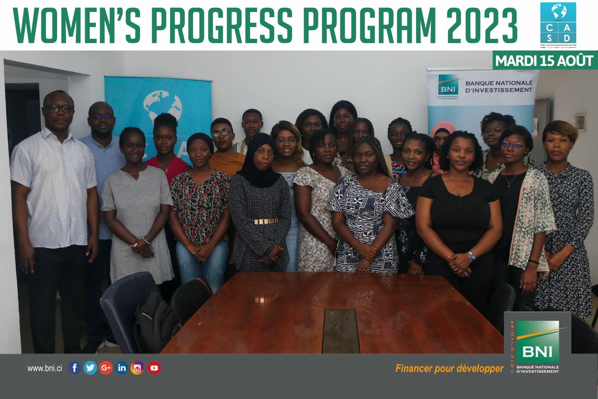 casdci's tweet photo. WOMEN'S PROGRESS PROGRAM 2023 avec la @BNI_CI 

Session de formation sur le projet professionnel avec M. Eric LAGBRE, DRH Olam Food Ingredients _Mardi 15 Août 2023

@UN_Women  
@UnfpaCI 
@onufemmesCIV 
@unesco

#2023AnnéeDeLaJeunesse
#ODD1 #ODD4 #ODD5 #ODD8 https://t.co/PxfPOPfTFf