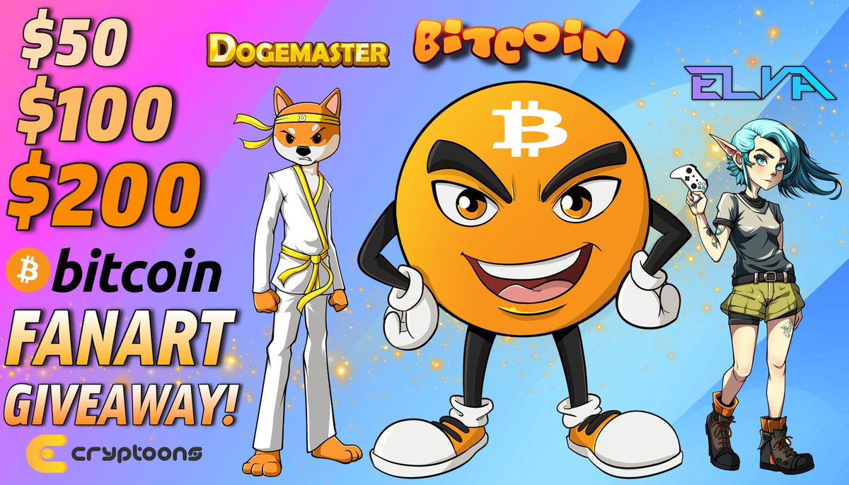 CRYPTOONS FANART GIVEAWAY! Simply scroll our post to view the TOONS. Then choose your favorite to redraw in YOUR STYLE! New pose, different outfit, it’s up to you!

Winner receives #Bitcoin ↙️

🏆 $50 USD in BTC just for entering
🏆 $100 USD in BTC if we reach 25 drawings
🏆 $200
