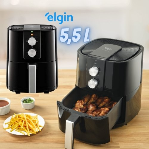 Fritadeira Elétrica Cuisine Fry Gourmet Elgin 5,5 Litros Preta com cesta removível 110V – Airfryer