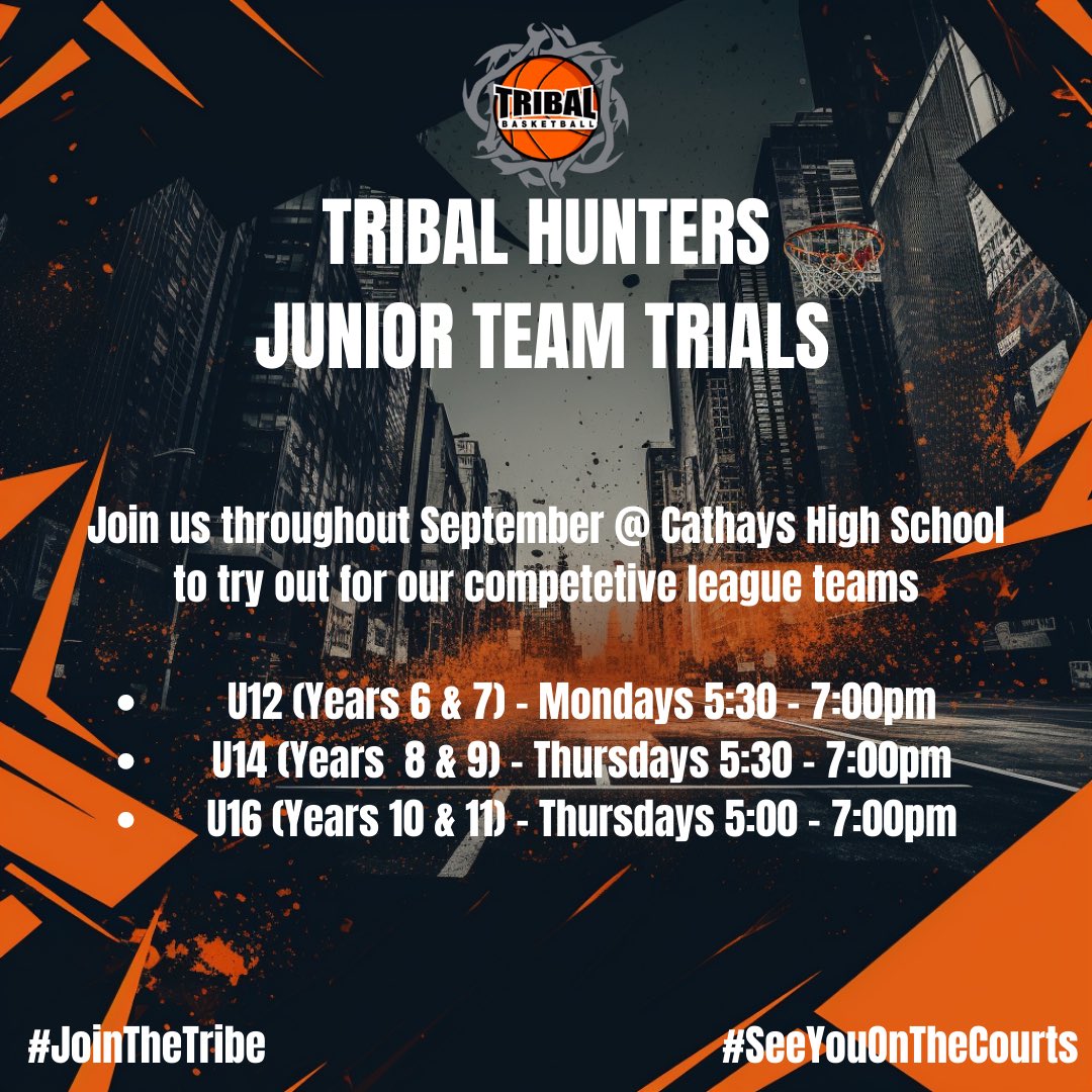 Looking to play some competitive Basketball? 🏀

We are searching for players to join our Tribal Hunters Junior Teams this coming season. Everyone welcome 🤩

Book via our website tribalbasketball.net

#JoinTheTribe