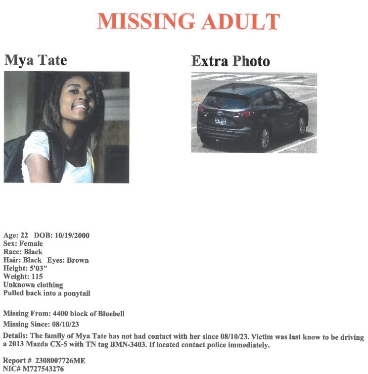MEM_PoliceDept's tweet photo. Have you seen Mya Tate?
Report #2308007726ME https://t.co/HAQEbfJjxe