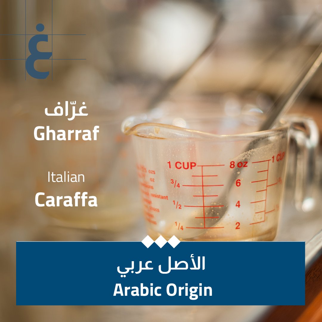 كلمة إيطالية تُطلق على "أداة لقياس السوائل"، وهي مستوحاة من المفردة العربية "غرّاف".
هل تعرفون مفردات إيطالية أخرى ذات أصل عربي؟
#الأصل_عربي
#مركز_أبوظبي_للغة_العربية