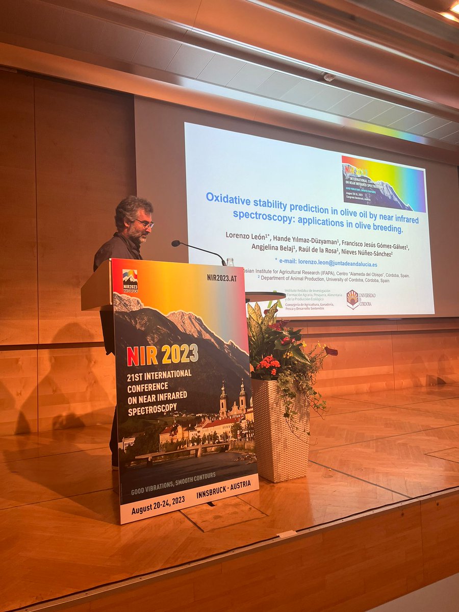 olivebreeding's tweet image. Presenting our work on #OxidativeStability prediction in #EVOO by near infrared spectroscopy: applications in 
olive breeding, today at ICNIRS #NIR2023.
A collaborative work between @IfapaJunta and @Univcordoba