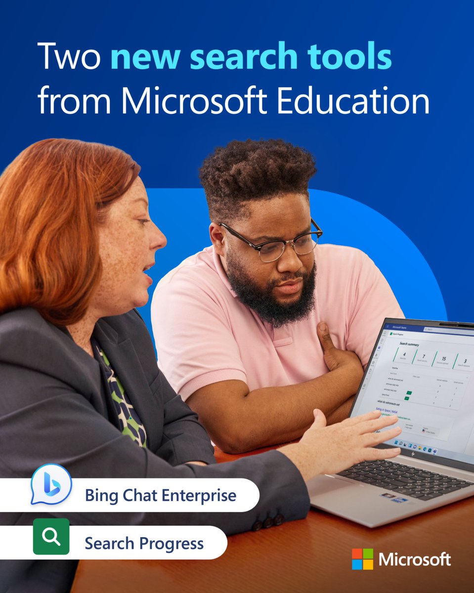 We can’t keep this to ourselves any longer! 📣 #MicrosoftEDU is excited to announce two new ways to enhance search experiences for you and your students: Bing Chat Enterprise and Search Progress. Explore the blog to learn more: msft.it/60199PMHU #EDUTech