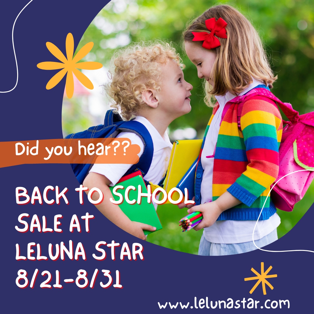 Our Back to School Sale has started at Leluna Star. 

Shop online and save big. 25% off all orders over $10. No discount code needed. 

We will be sharing some new items perfect for Back to School this week as well!

lelunastar.com

#lelunastar  #backtoschool