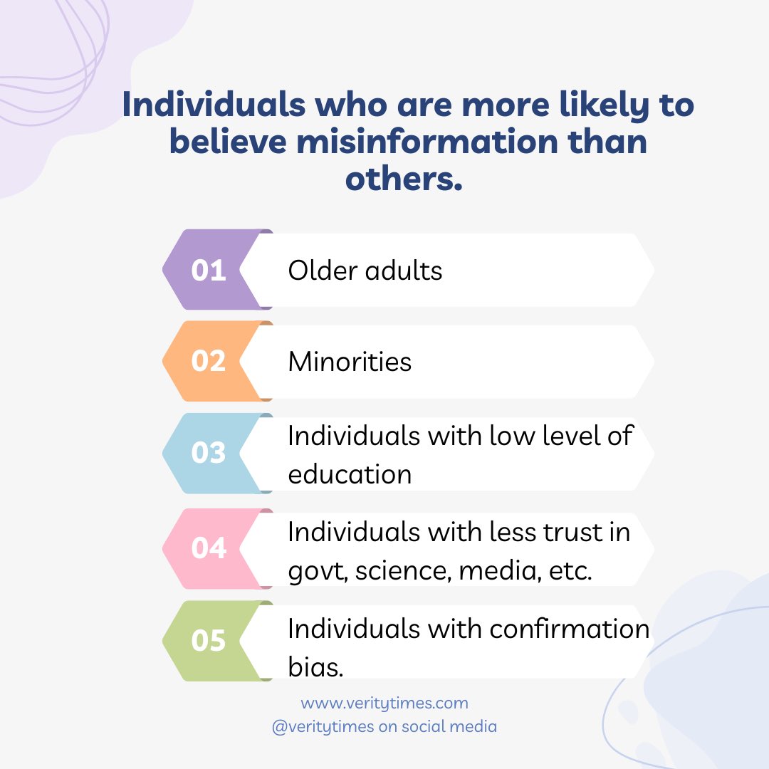 Studies show that these individuals are highly vulnerable to falling prey to health misinformation ⬇️

#VulnerableCommunities #MisinformationAwareness #misinformation #publichealth