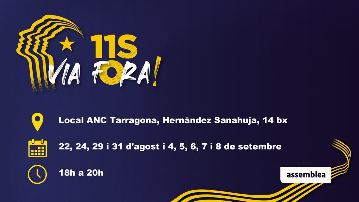 ◼️◻️ A partir de dimarts vinent 22 d’agost, podeu passar pel local per adquirir els tiquets d’autobús per anar a la manifestació de la Diada de l’11 de Setembre i comprar la samarreta, que ens ajuda a finançar les nostres campanyes i accions.
(1/2)