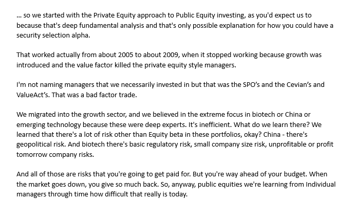 I enjoyed the @tseides interview with Partners Capital's Stan Miranda - he had an interesting retrospective on their investments in 'private equity approach to public equity' managers. capitalallocators.com/podcast/modern…