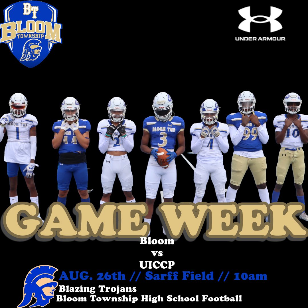 🆚UIC College Prep 📆Saturday, Aug 26 📍Chicago Heights, IL (Sarff Field) ⏰ 10:00 am CT 📺 TBD #NewEra #Wecoming #BTnation 🏈🔵⚪️