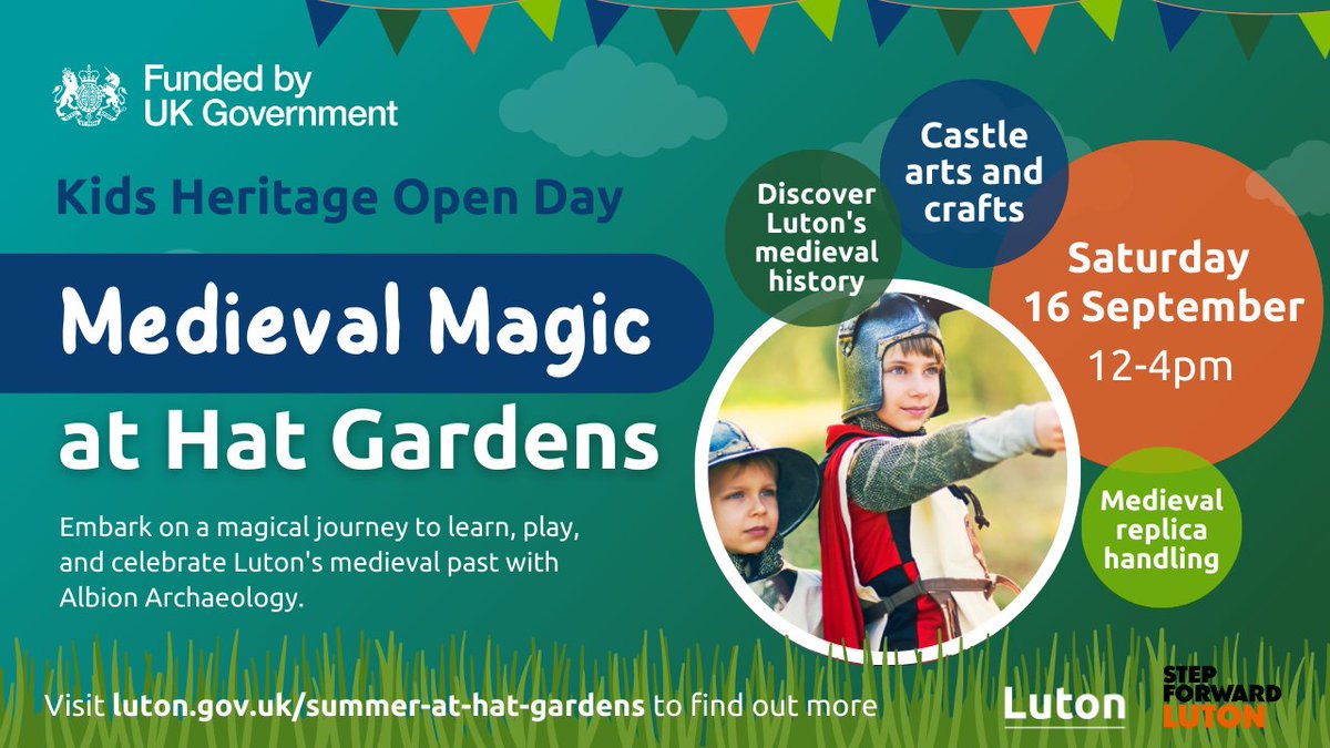 🏰✨ Discover Luton's medieval history at our special kids heritage open day.

Join us for castle building, arts and crafts, and a chance to touch replica medieval artefacts.

Uncover the past with fun and education and learn more about Luton’s medieval castle!

See you there 👋